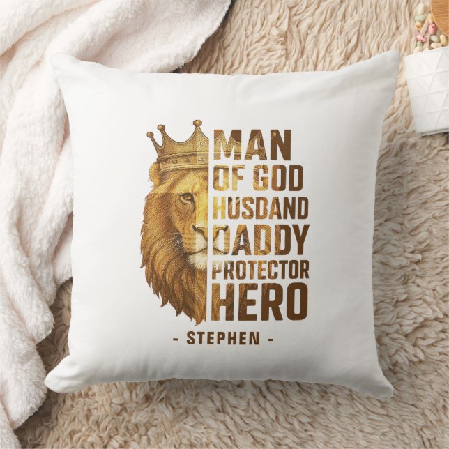 Man of God Lion Crown Design – Husband, Daddy Cushion (Blanket)