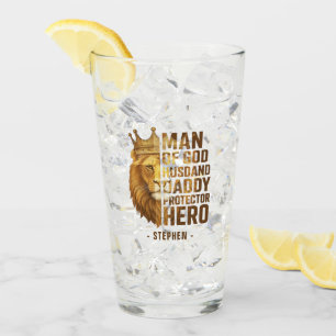 Man of God Lion Crown Design – Husband, Daddy Glass