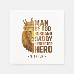 Man of God Lion Crown Design – Husband, Daddy Napkin