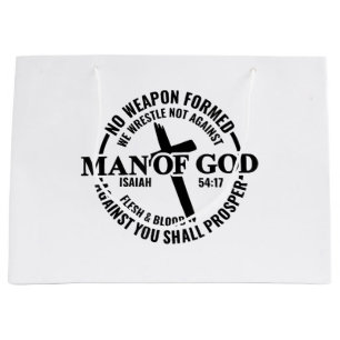 Man of God, No Weapon Formed Against Me Shall Pros Large Gift Bag