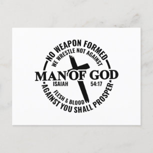 Man of God, No Weapon Formed Against Me Shall Pros Postcard
