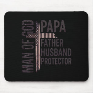 Man Of God Papa Father Husband Protector Christian Mouse Mat