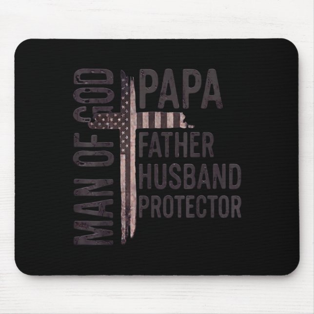 Man Of God Papa Father Husband Protector Christian Mouse Mat (Front)