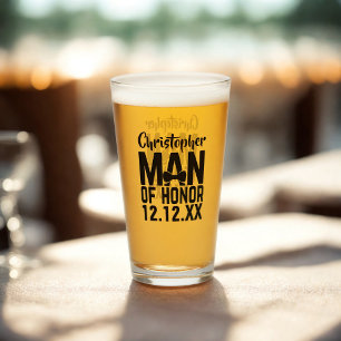 Man of Honor Wedding Glass