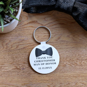 Man of Honour Black Bow Tie Wedding Key Ring