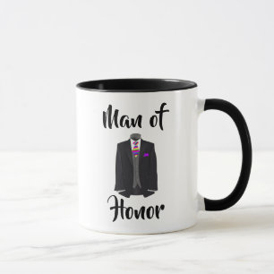 Man of Honour Rainbow Tie Tuxedo Wedding Mug