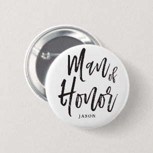 Man of Honour Script Style Custom Wedding 6 Cm Round Badge