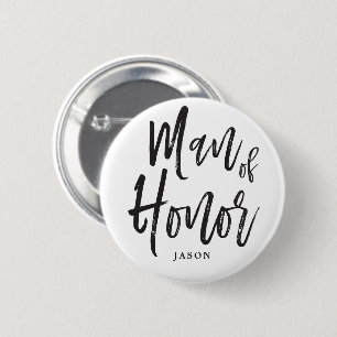 Man of Honour   Script Style Custom Wedding 6 Cm Round Badge