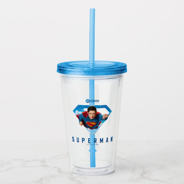 Man of Steel in Flight Acrylic Tumbler (Front)