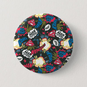 Man of Steel Logo Pattern 6 Cm Round Badge