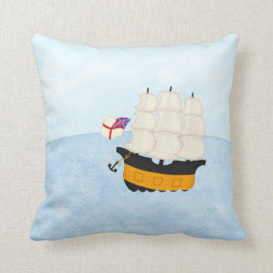 Man of War At Sea Nautical Sailing Adventure Cushion