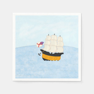Man of War At Sea Nautical Sailing Adventure Napkin