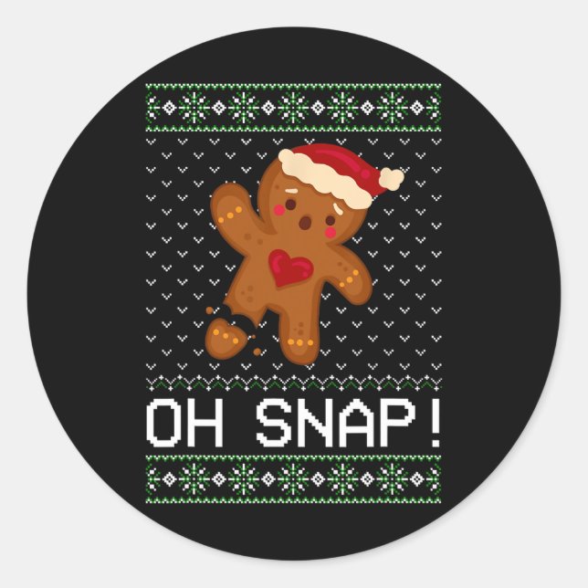 Man Oh Snap Christmas Cookie  Classic Round Sticker (Front)