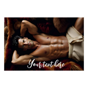 Man on a Bearskin Rug Poster