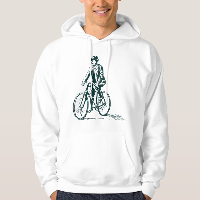 Man on a Bike - Dark Green Hoodie (Front)