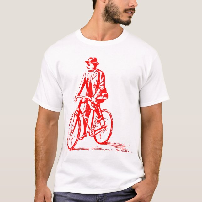 Man on a Bike - Red T-Shirt (Front)