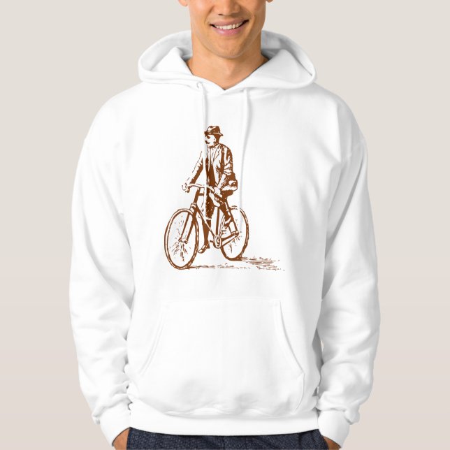 Man on a Bike - Walnut Brown Hoodie (Front)