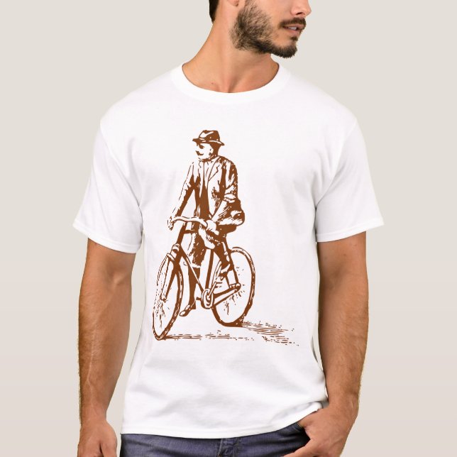 Man on a Bike - Walnut Brown T-Shirt (Front)