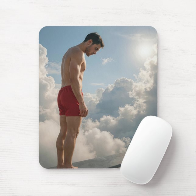 Man On a Diving Board In the Clouds Mouse Mat (With Mouse)