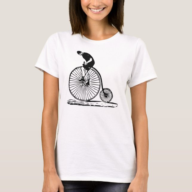 Man on a Penny Farthing - Black T-Shirt (Front)