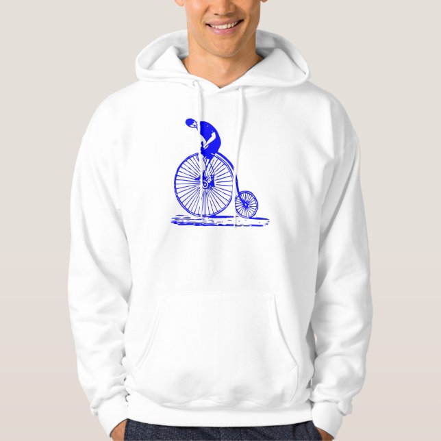 Man on a Penny Farthing - Blue Hoodie (Front)