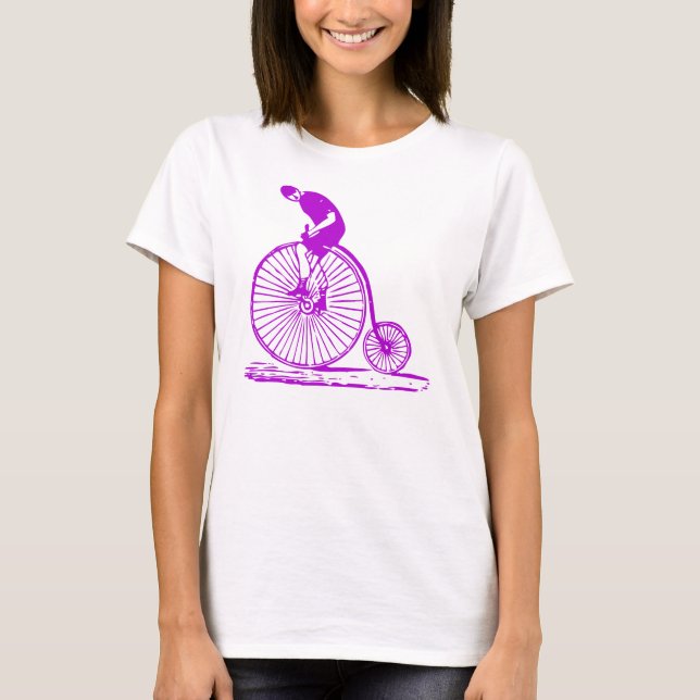 Man on a Penny Farthing - Purple T-Shirt (Front)
