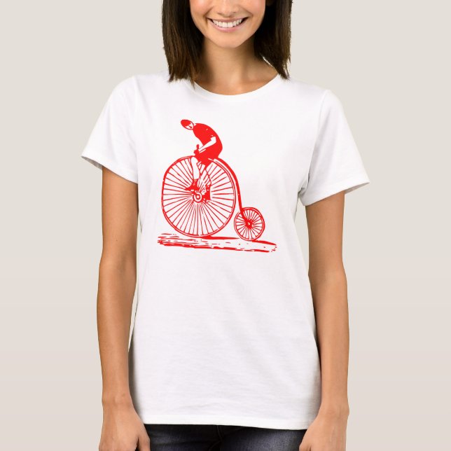 Man on a Penny Farthing - Red T-Shirt (Front)