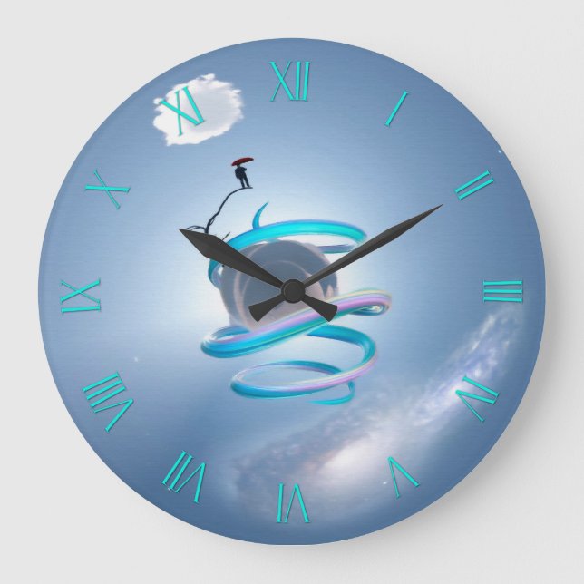 Man on a sandy sphere large clock (Front)