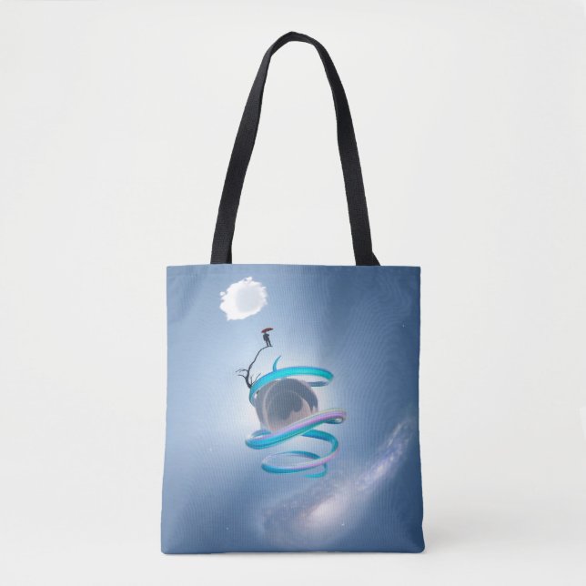 Man on a sandy sphere tote bag (Front)