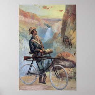 Man on Bicycle, Yellowstone National Park Vintage Poster