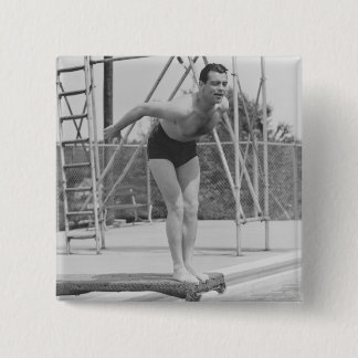 Man on Diving Board 15 Cm Square Badge