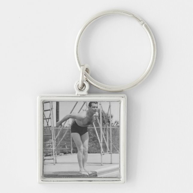Man on Diving Board Key Ring (Front)