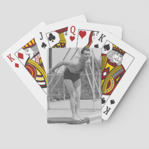 Man on Diving Board Playing Cards