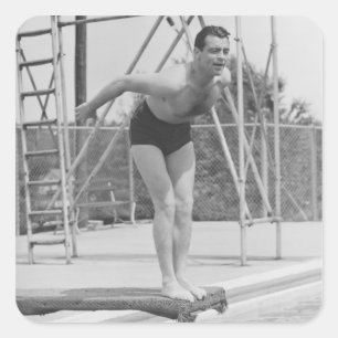 Man on Diving Board Square Sticker