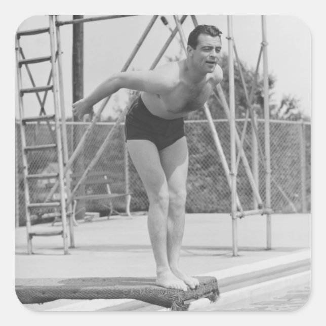 Man on Diving Board Square Sticker (Front)