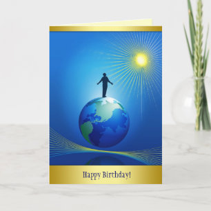 Man on Globe Card