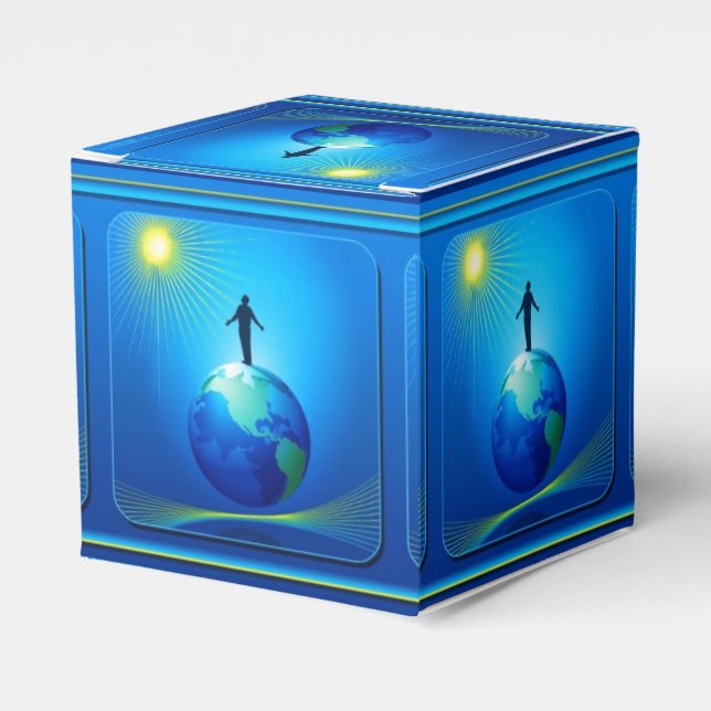 Man on Globe Favour Box (Front Side)
