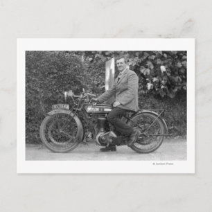 Man on Old B.S.A. Motorbike Postcard