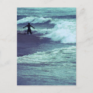 Man on Sea Waves Postcard