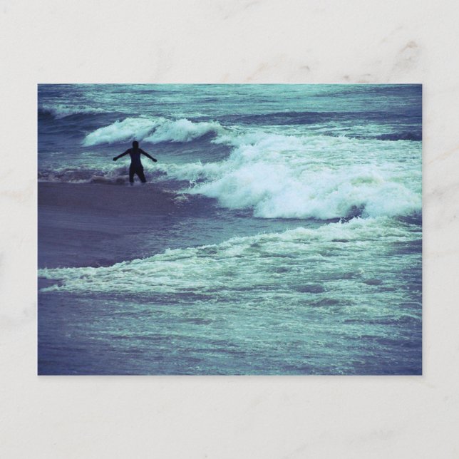 Man on Sea Waves Postcard (Front)