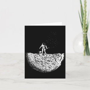Man On The Moon In A Space Man Suit In Space  Card