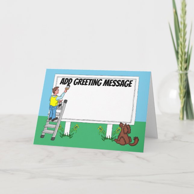 Man painting billboard sign Card (Front)