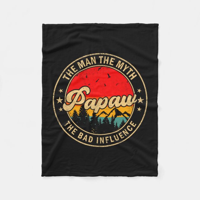 Man Papaw Myth Bad Influence Vintage Fleece Blanket (Front)
