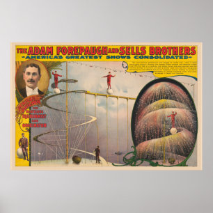 Man Performing On Suspended Cable And Spiral Ramp Poster