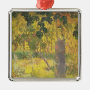 Man Picking Fruit from a Tree, 1897 Metal Tree Decoration