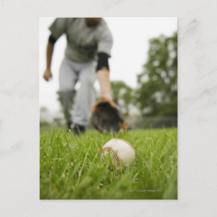Man playing baseball postcard