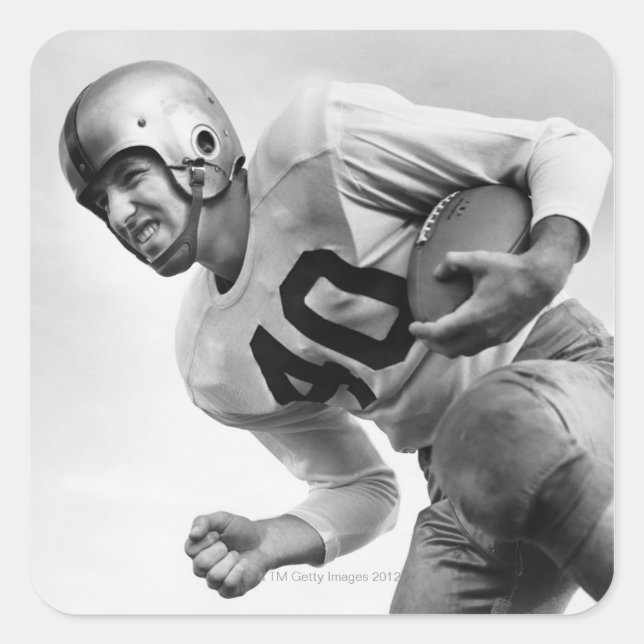 Man Playing Football 3 Square Sticker (Front)