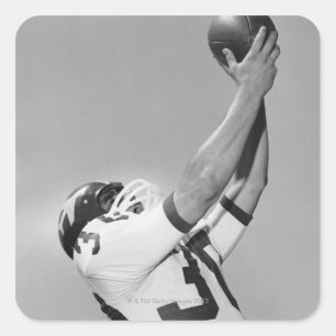 Man Playing Football Square Sticker