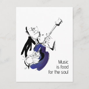 Man playing guitar postcard