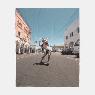 Man playing skateboard fleece blanket